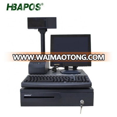 HBAPOS 15" screen pos system all in one electronic cash register machine with integrated customer