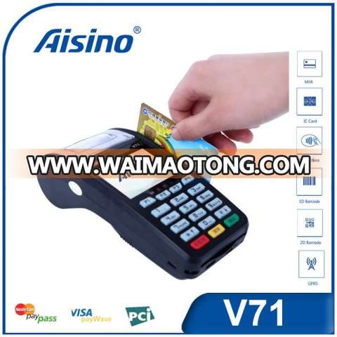 pos terminal/ handheld/ mobile/ gprs/ 3G/ wifi/ 1D/ touch screen pos terminal V71